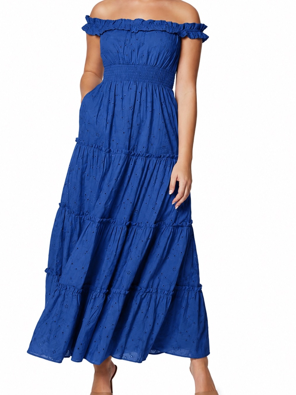 Blue Women's Ruffled Maxi Dress Size 0